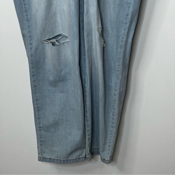 Lee Coveralls Jumpsuit Union All Denim Jeans Light Wash Long Sleeve Distressed M - Picture 15 of 16
